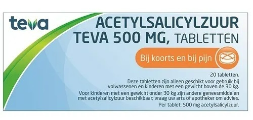 Teva Acetylsalicylzuur 500mg Tabletten afbeelding