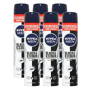 Nivea Men Black & White Invisible Deodorant Spray XL Voordeelverpakking 6x200ML