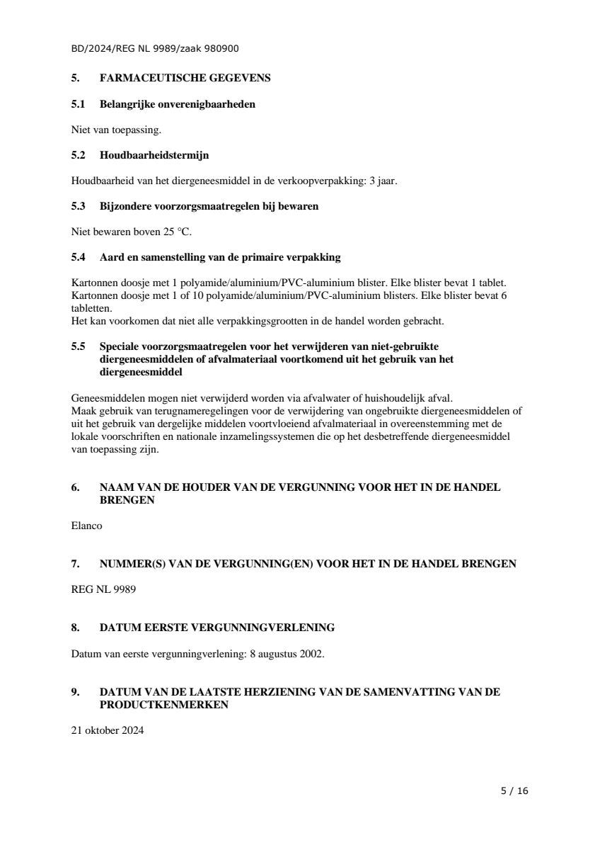 Vlo Kill Tabletten Grote Honden afbeelding van document #5, leaflet