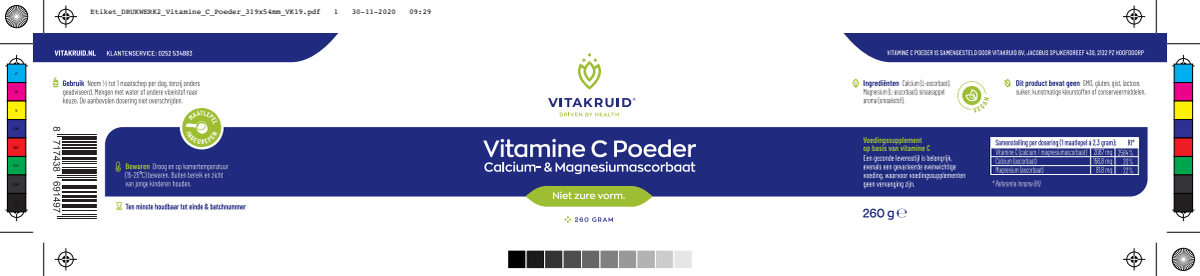 Vitamine C poeder Calcium- & Magnesiumascorbaat afbeelding van document #1, label