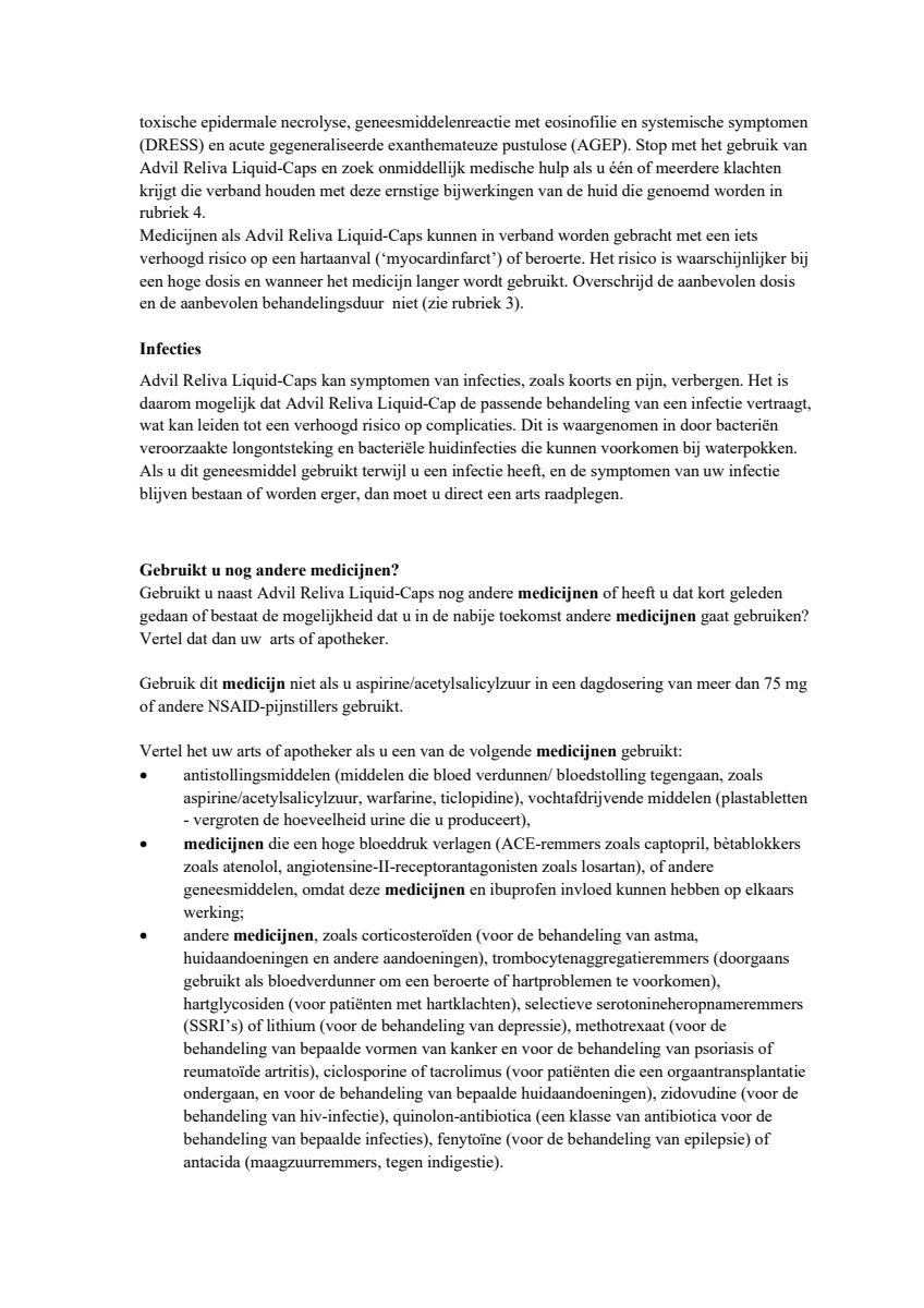Advil Reliva Liquid Capsules 200 mg - voor pijn en koorts afbeelding van document #3, leaflet