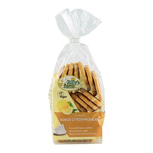 Billy's Farm Biologische Kokos Citroenkoekjes 175GR Billy's Farm Biologische Kokos Citroenkoekjes 175GR