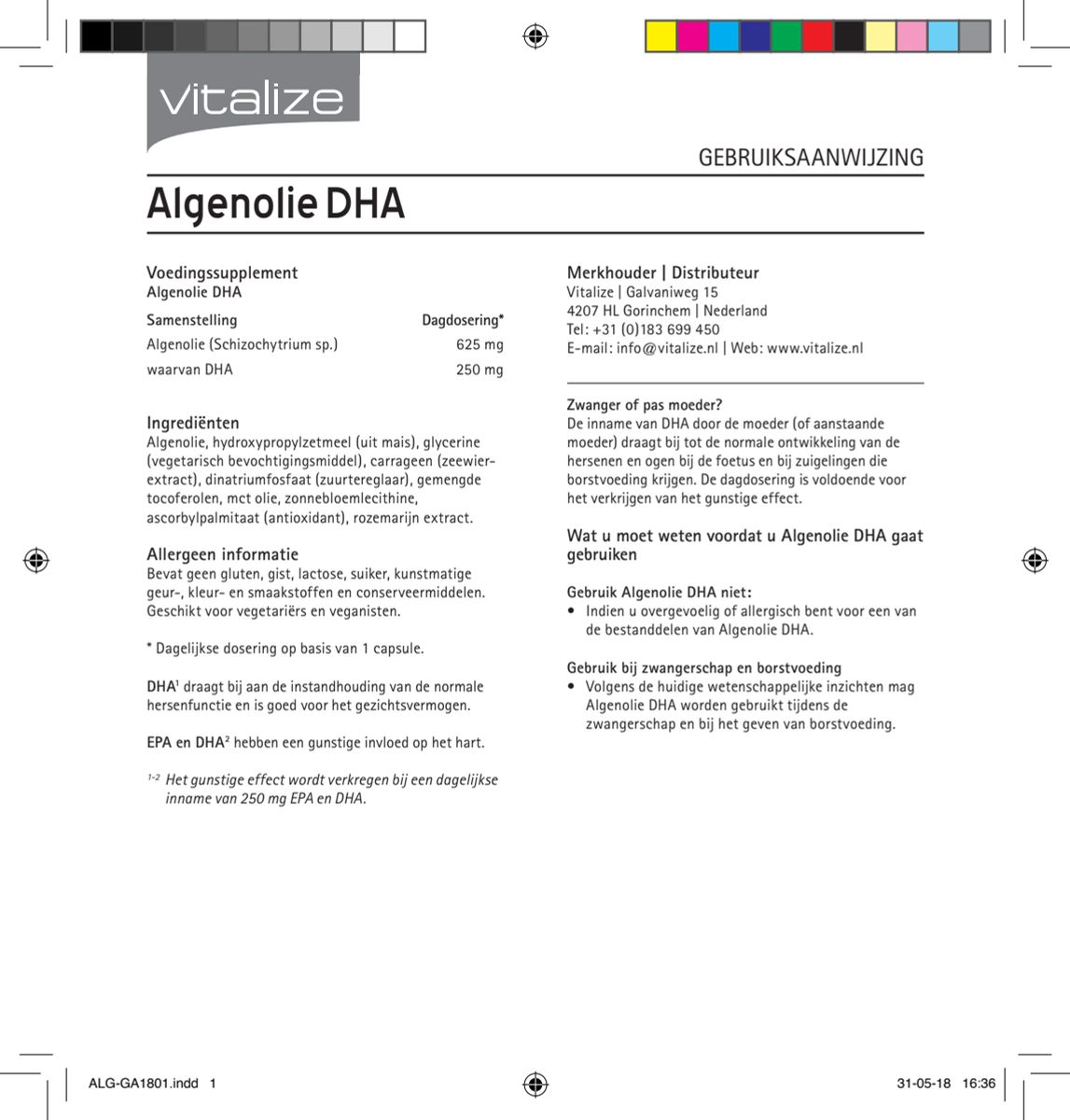 Vegan Omega 3 Algenolie DHA Capsules afbeelding van document #1, instructions