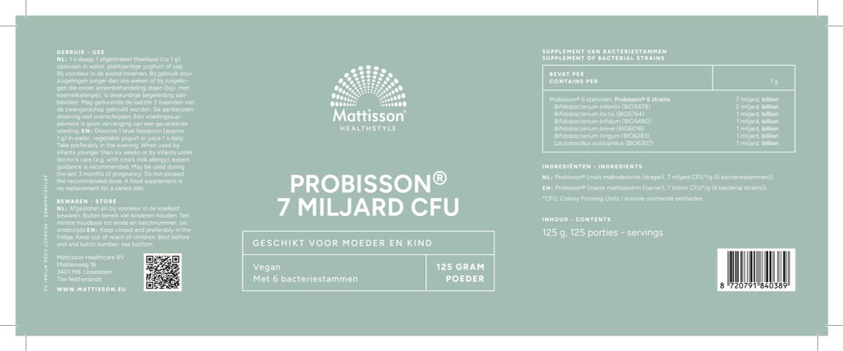 Probiotica 7 Miljard CFU 1000mg Poeder afbeelding van document #1, label