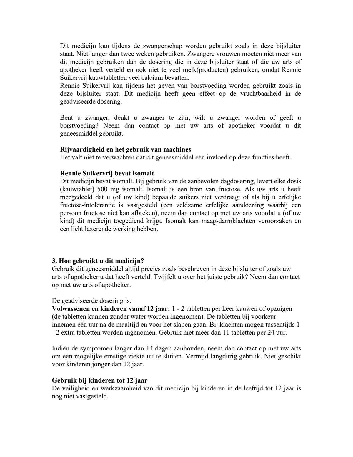 Suikervrij kauwtabletten bij brandend maagzuur afbeelding van document #3, leaflet