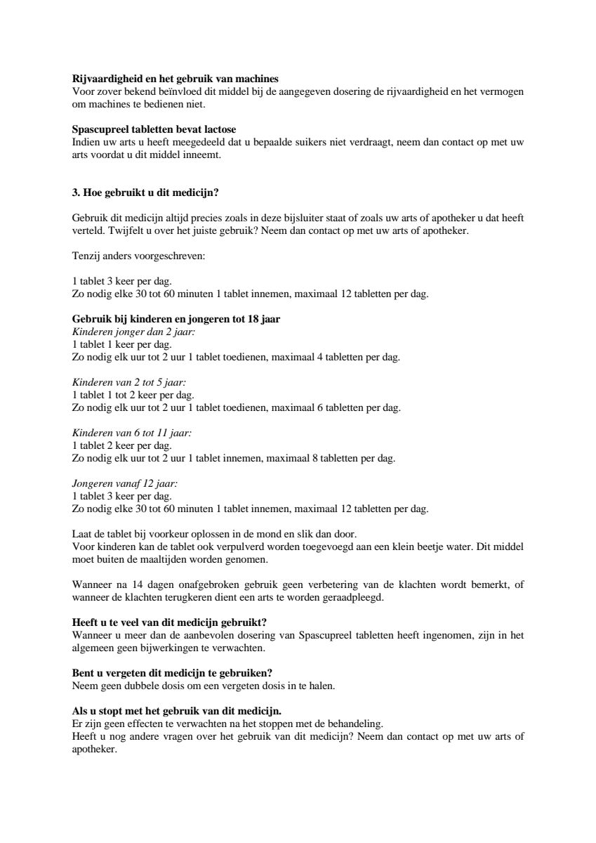 Spascupreel H Tabletten afbeelding van document #2, leaflet