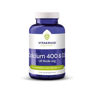 Vitakruid Calcium 400 & D3 uit Rode Alg Kauwtabletten 90KTB Vitakruid Calcium 400 & D3 uit Rode Alg Kauwtabletten 90KTB
