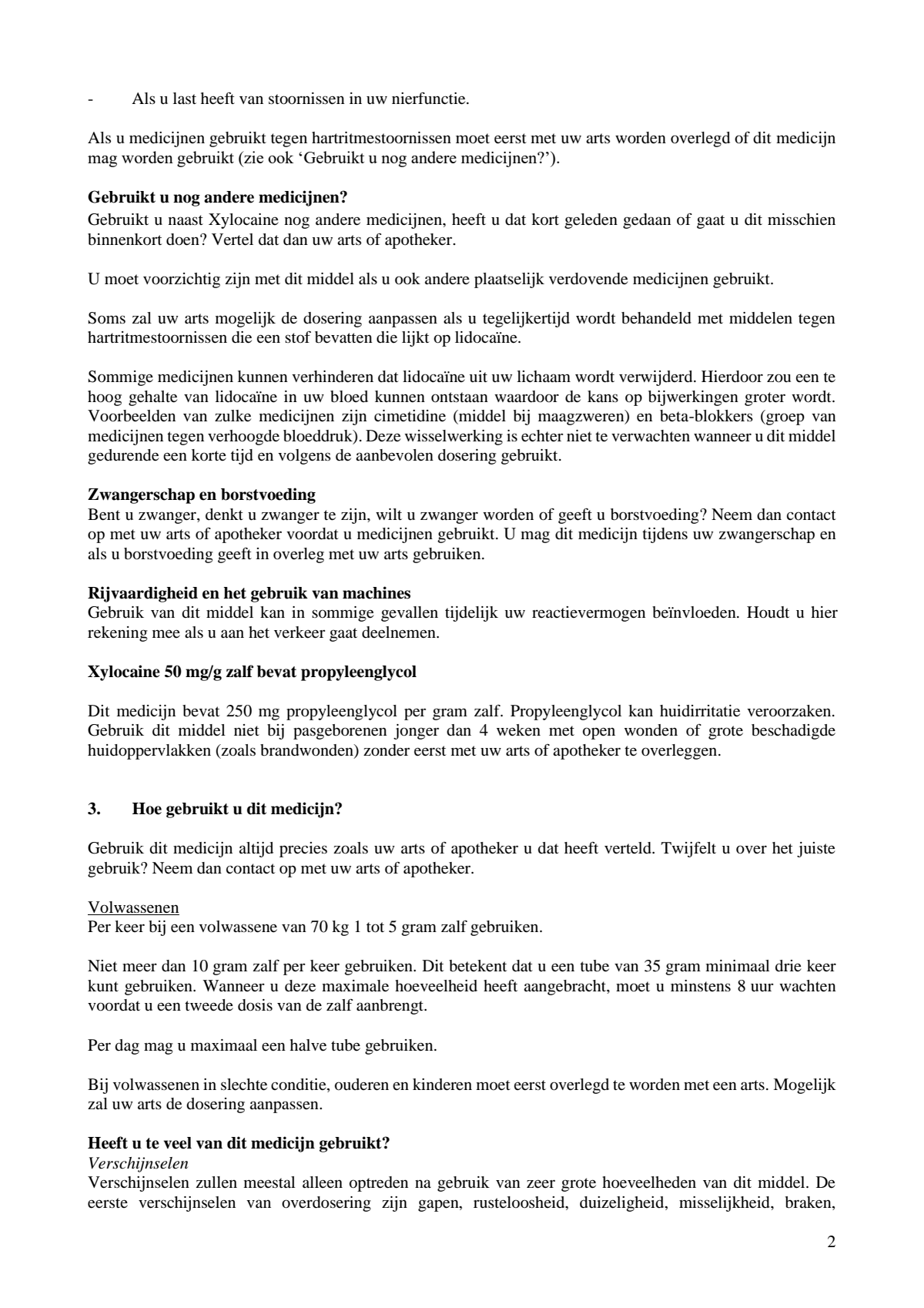 Aspen Xylocaine Lidocaïne 5% Zalf afbeelding van document #2, leaflet