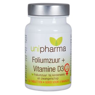 Unipharma Foliumzuur + Vitamine D3 Tabletten 120TB