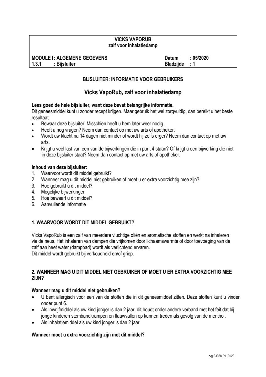 Vaporub Pot afbeelding van document #1, leaflet