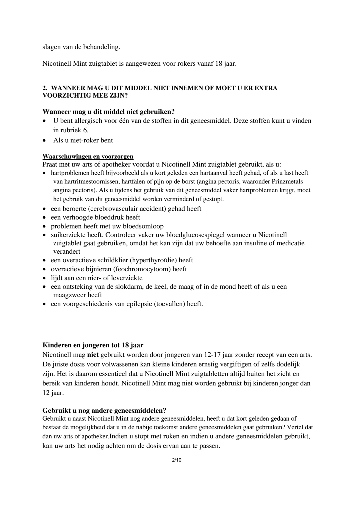 Zuigtablet Mint 2 mg - voor stoppen met roken afbeelding van document #2, leaflet
