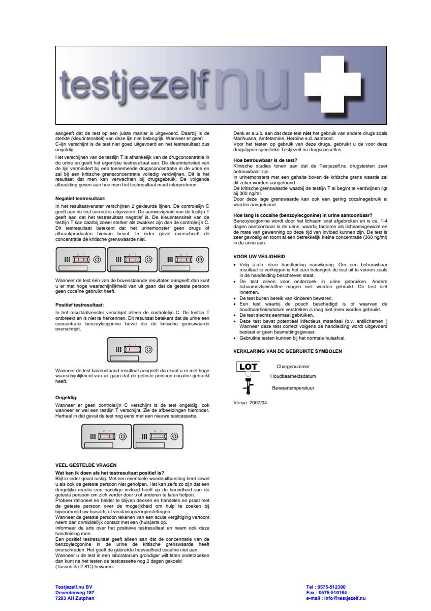 Drugstest Cocaine afbeelding van document #2, instructions