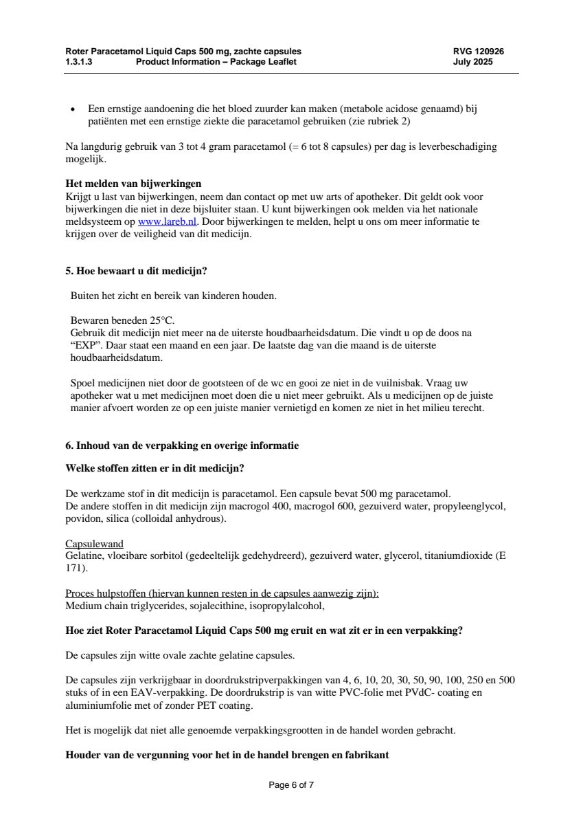 Paracetamol 500mg Liquid Caps afbeelding van document #6, leaflet