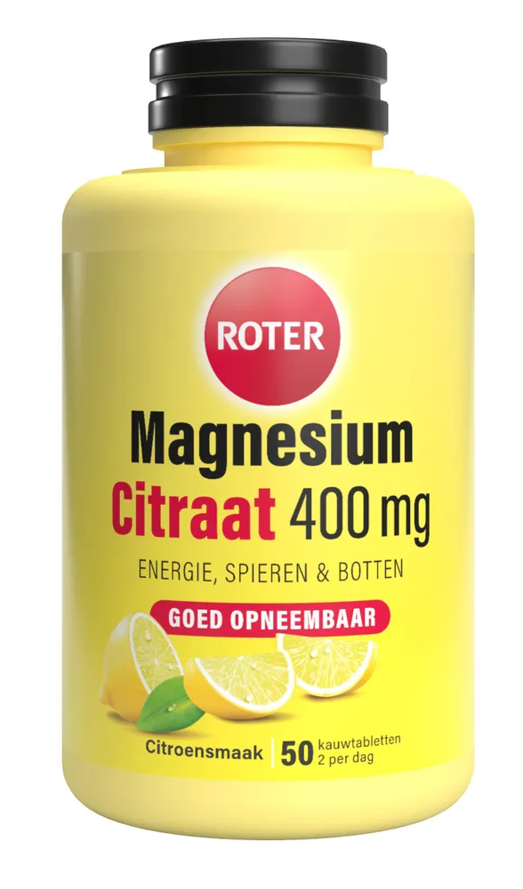Roter Magnesium Citraat 400mg Citroensmaak Kauwtabletten