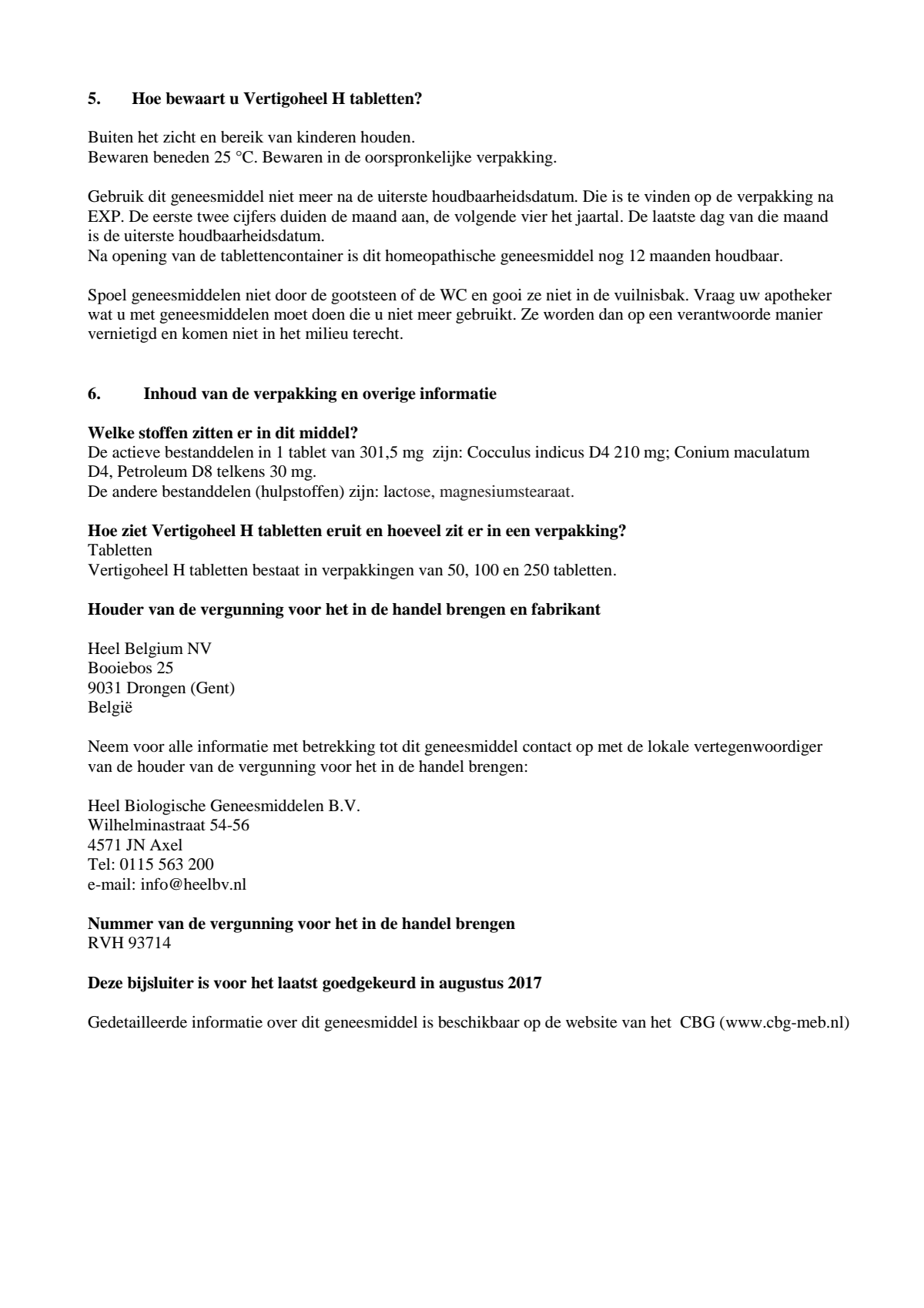 Vertigoheel H Tabletten afbeelding van document #3, leaflet