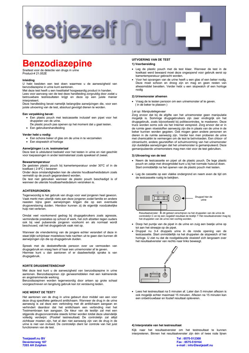 Testjezelf Drugtest Benzodiazepine afbeelding van document #1, instructions