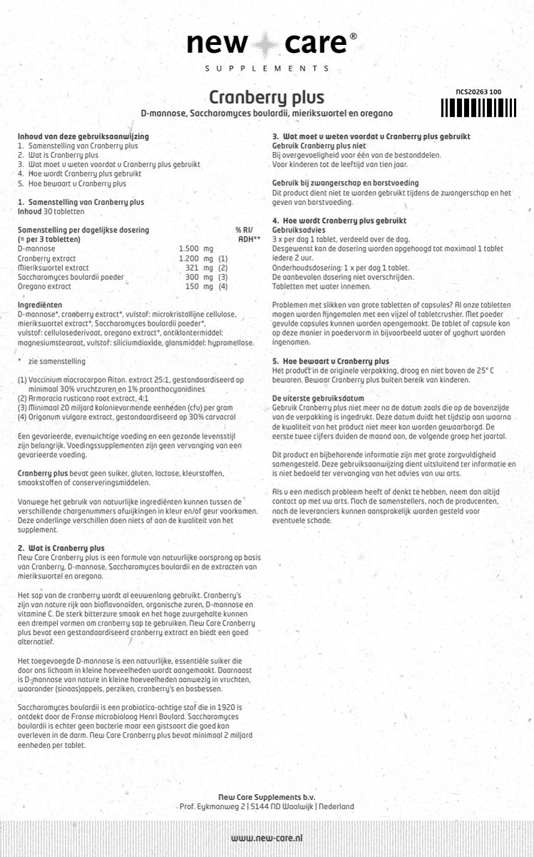 Cranberry Plus Tabletten afbeelding van document #1, instructions