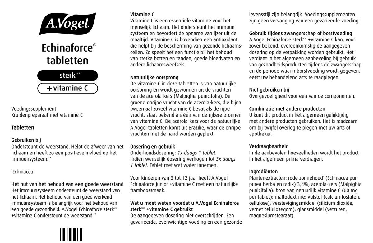 Echinaforce sterk** + Vitamine C Tabletten afbeelding van document #1, instructions