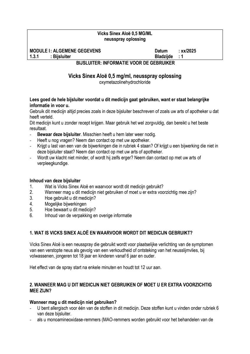 Sinex Aloe Neusspray afbeelding van document #1, leaflet