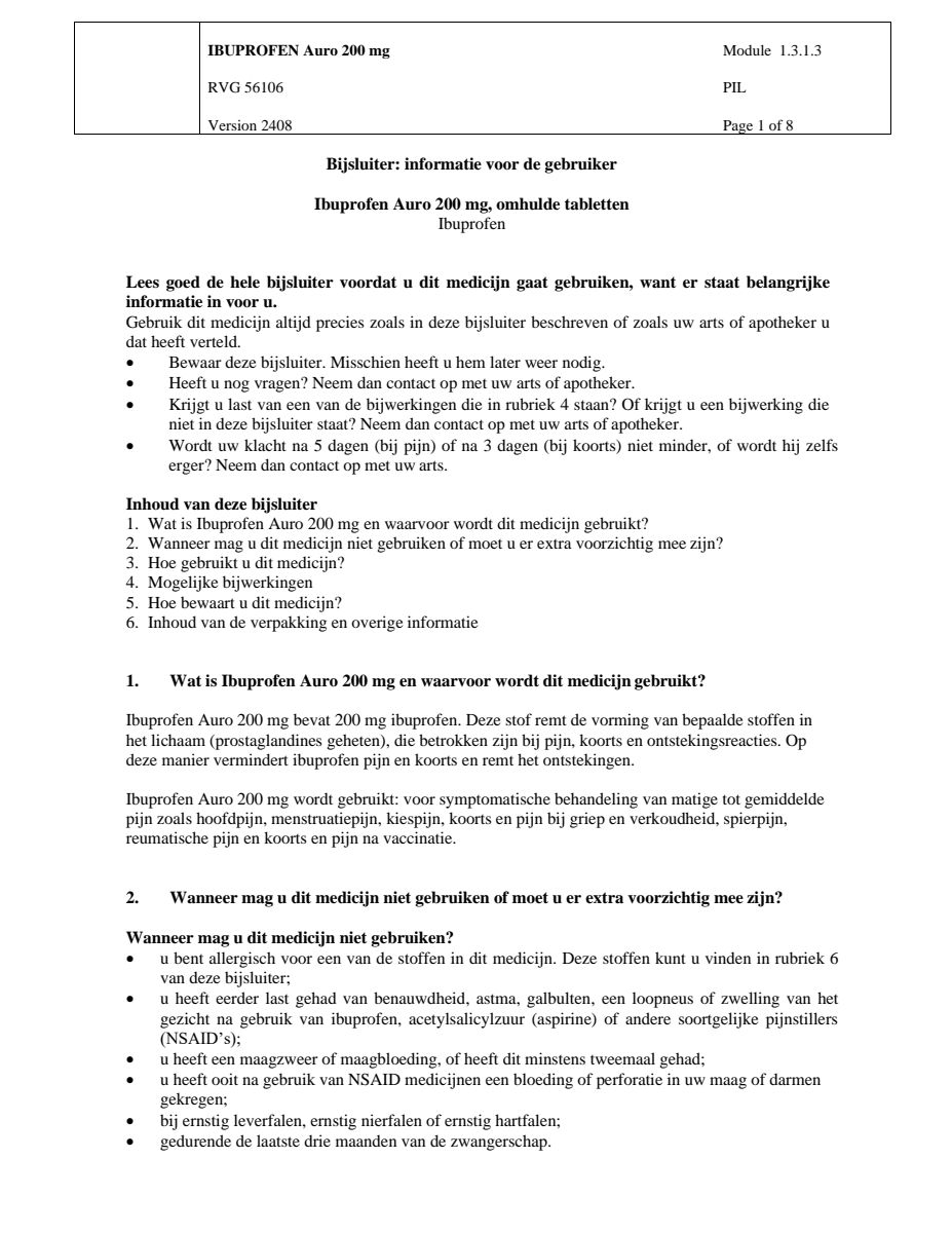 Ibuprofen 200mg afbeelding van document #1, leaflet