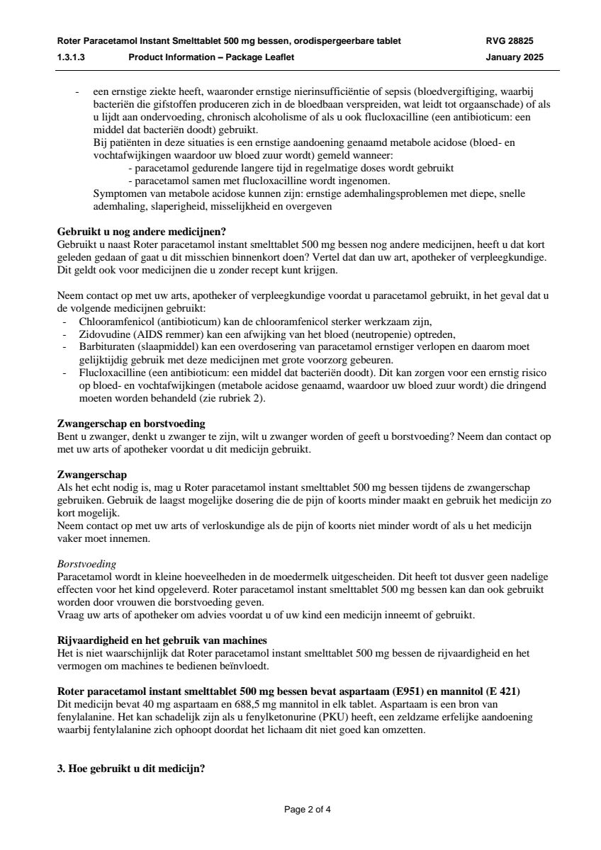 Paracetamol Instant Smelttabletten 500mg afbeelding van document #2, leaflet