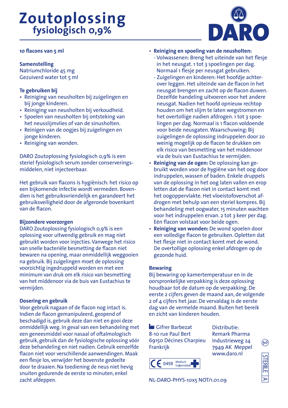 Kind Zoutoplossing Fysiologisch afbeelding van document #1, instructions