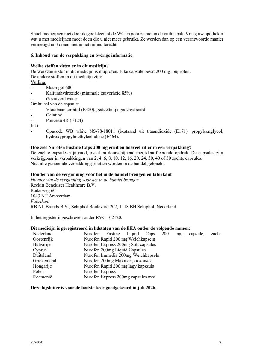 Fastine 200mg Ibuprofen Capsules afbeelding van document #9, leaflet