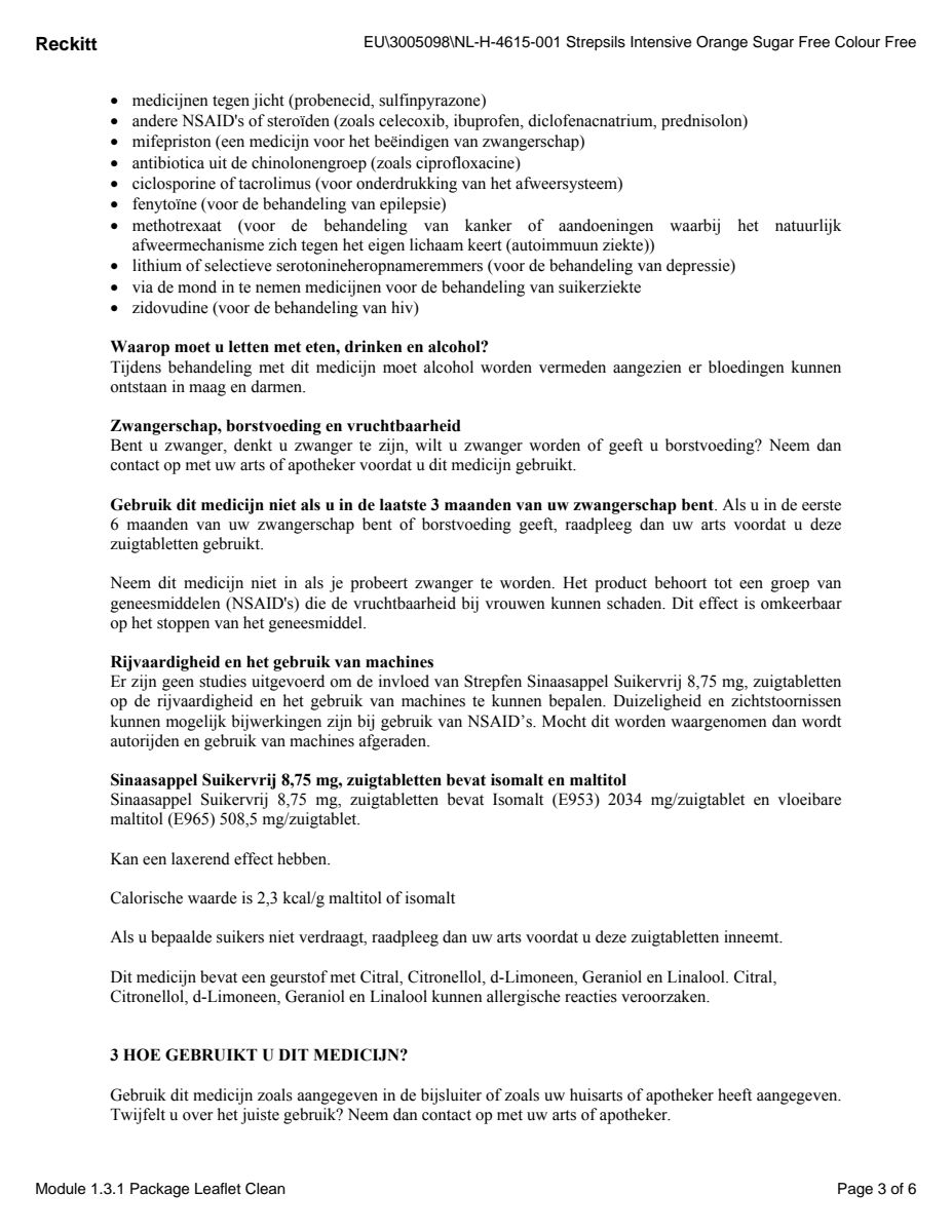 Sinaasappel Suikervrij Zuigtabletten afbeelding van document #3, leaflet