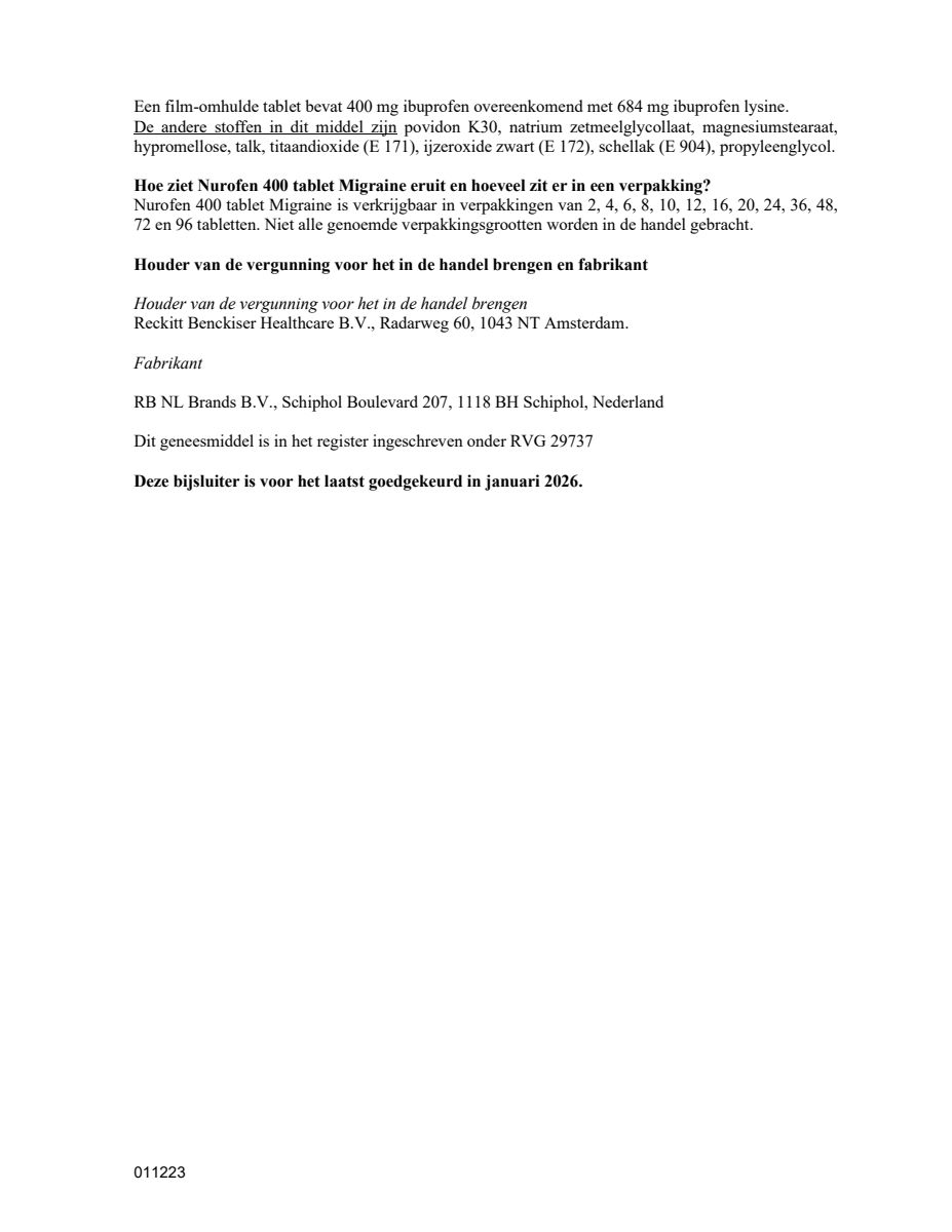 Migraine 400mg Tabletten afbeelding van document #6, leaflet