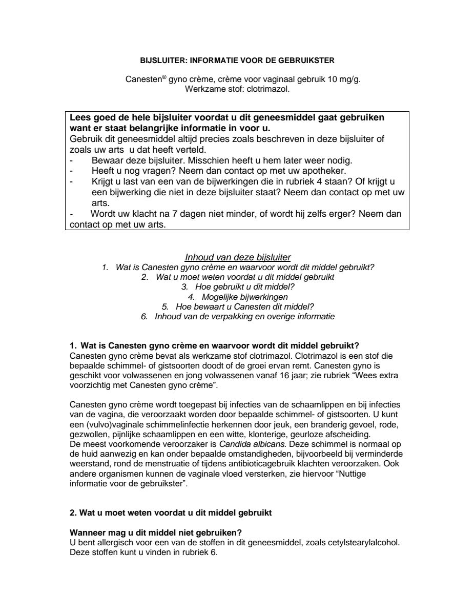 Gyno Crème - 6 daagse behandeling afbeelding van document #1, leaflet