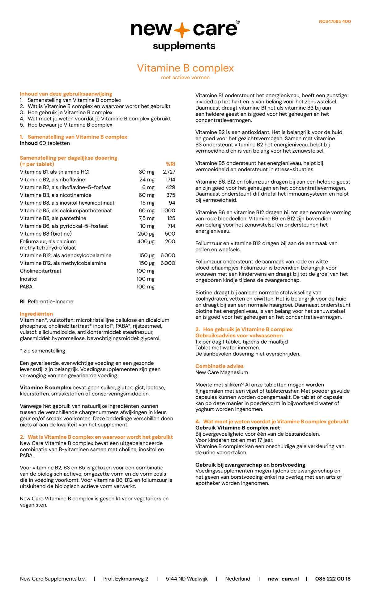 Vitamine B Complex Tabletten afbeelding van document #1, instructions