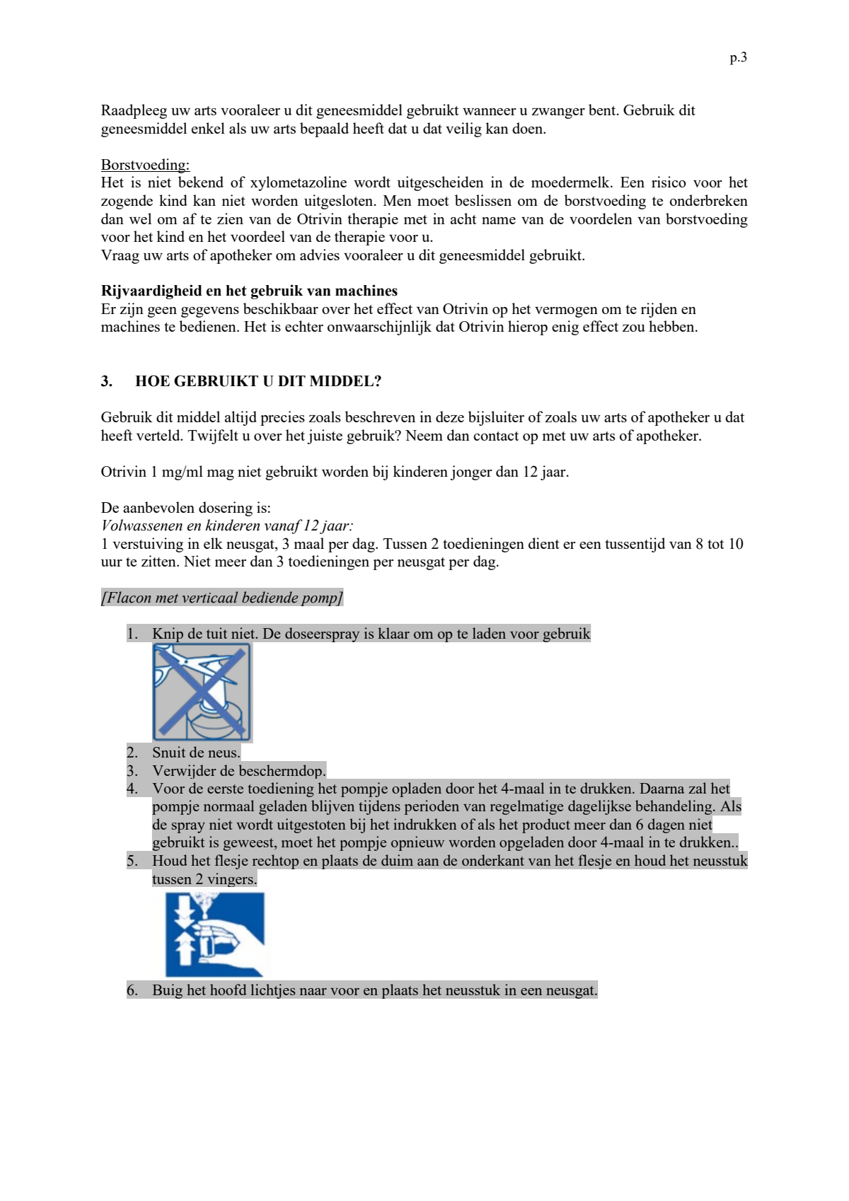 Menthol Xylometazoline HCI 1 mg/ml Neusspray afbeelding van document #3, leaflet