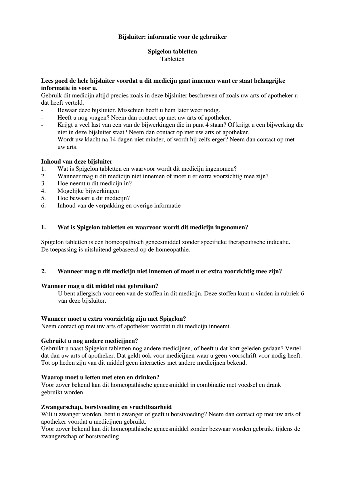 Spigelon afbeelding van document #1, leaflet