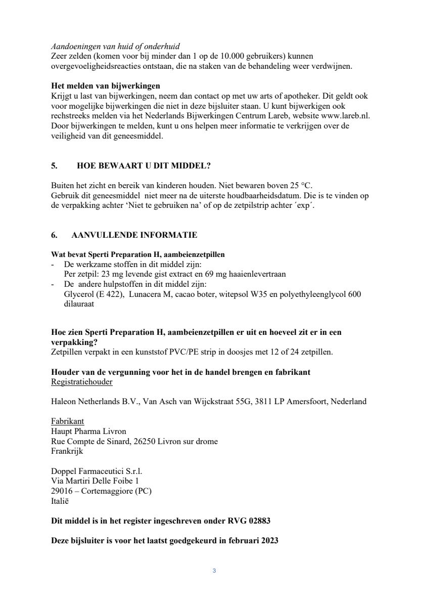 Preparation H Zetpillen afbeelding van document #3, leaflet