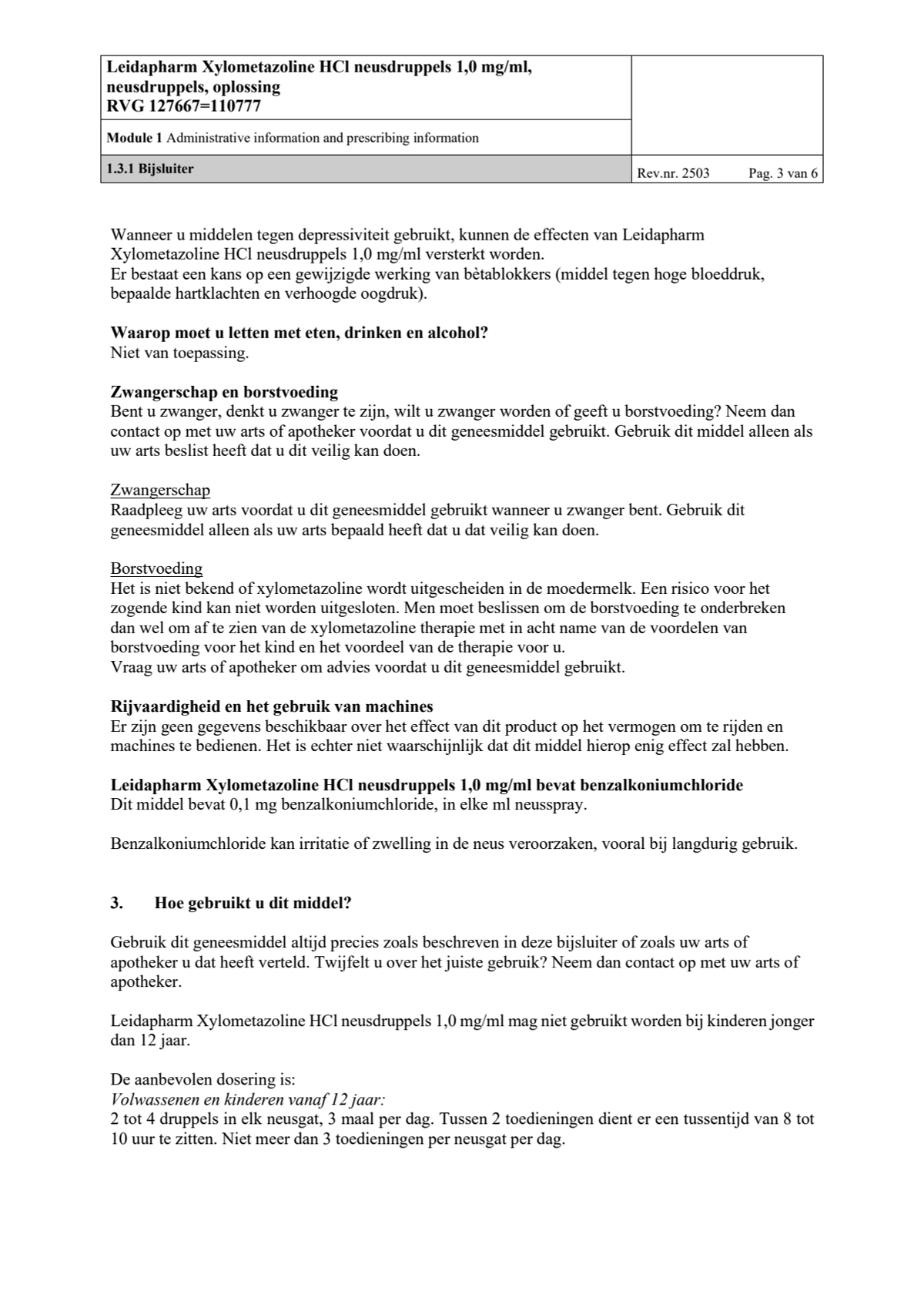 Neusdruppels Xylometazoline HCl 1 mg/ml afbeelding van document #3, leaflet