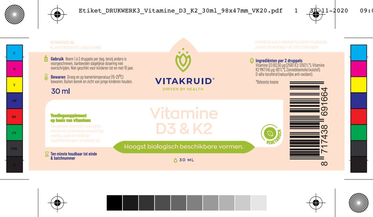 Vitamine D3 & K2 (MenaQ7®) met druppelpipet afbeelding van document #1, label