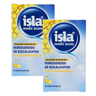 isla Medic Acute Citrus Honing Keelpastilles - bij verkoudheids- en keelklachten Duoverpakking 2x20ST