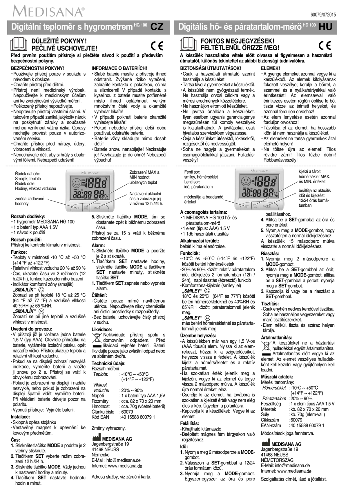HG 100 Digitale thermohygrometer afbeelding van document #6, instructions