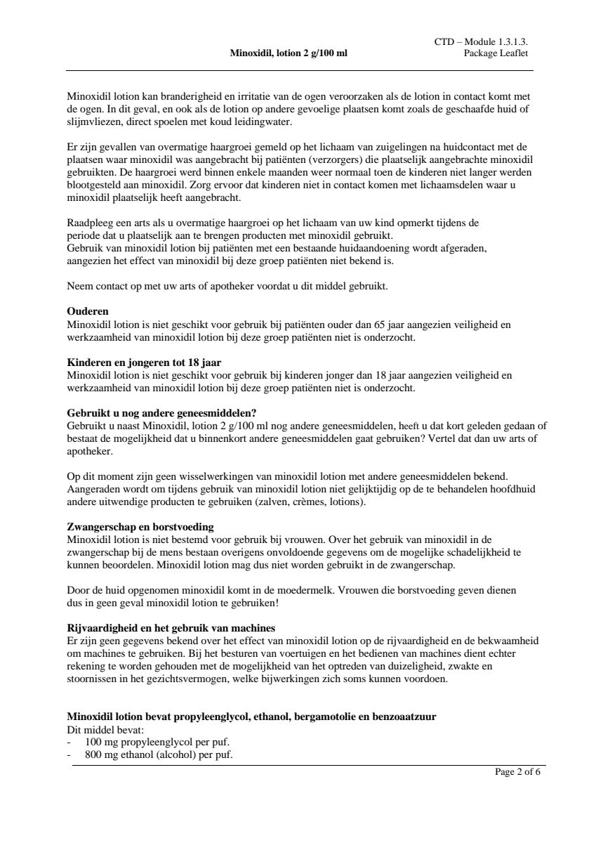Minoxidil Lotion 2 g/100 ml afbeelding van document #2, leaflet