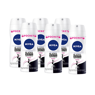 Nivea Black & White Invisible Original Deodorant Spray Pocket Voordeelverpakking 6x100ML