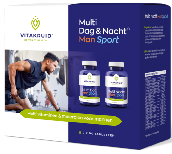 Vitakruid Multi Dag & Nacht Man Sport 100% Vegan 2 x 90 180TB