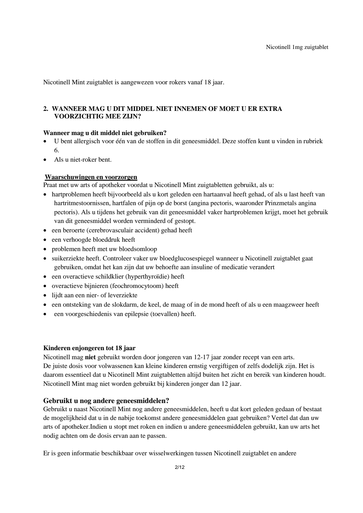 Combineer Pleister 14 mg (7st) en Zuigtablet Mint 1 mg (96st) - afbeelding van document #2, leaflet