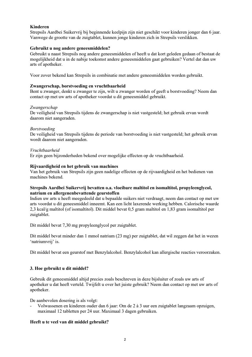 Aardbei Suikervrij Zuigtabletten afbeelding van document #2, leaflet