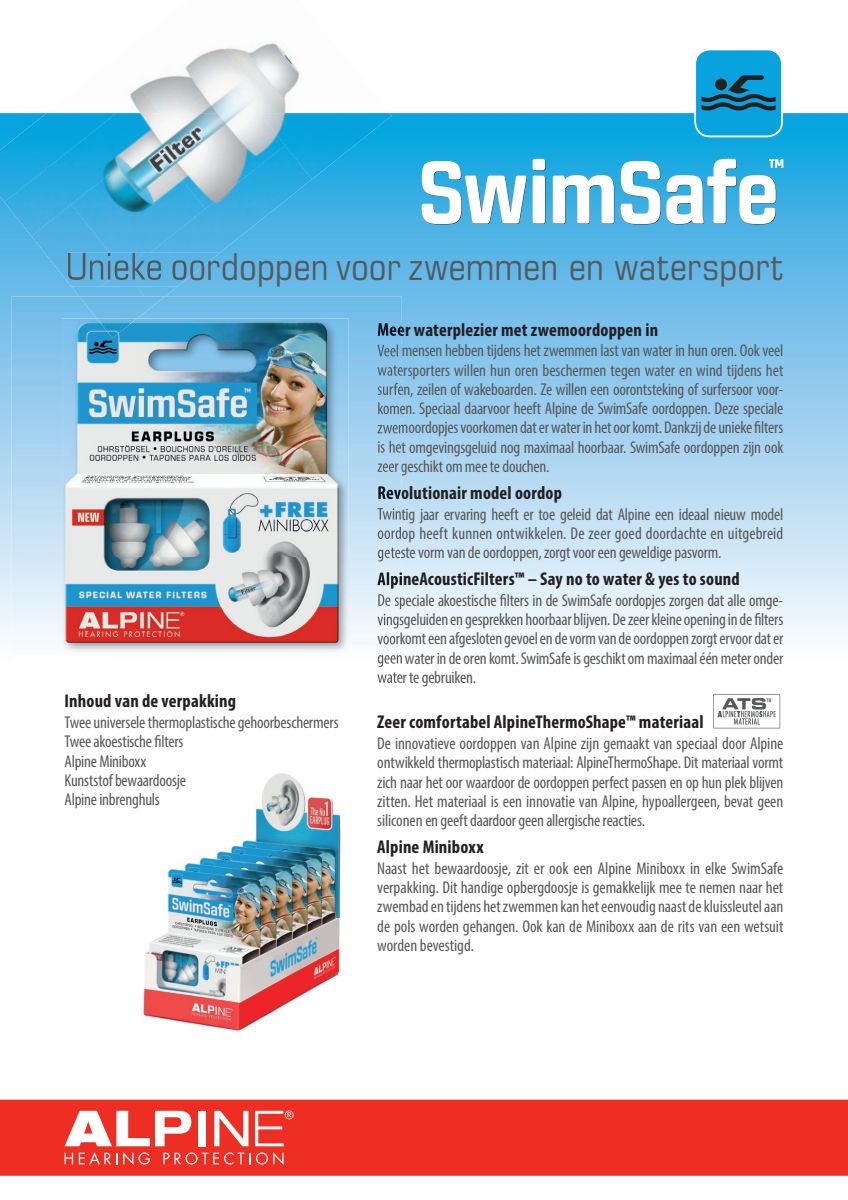 SwimSafe Special Water Filters Oordoppen afbeelding van document #1, research