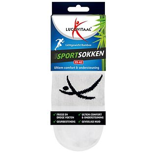 Lucovitaal Sportsokken Bamboe 39-42 Wit 1PR