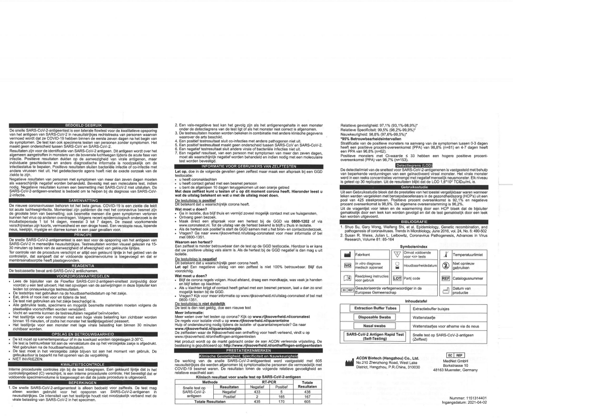 Flowflex Covid-19 Antigeen Sneltest afbeelding van document #1, instructions