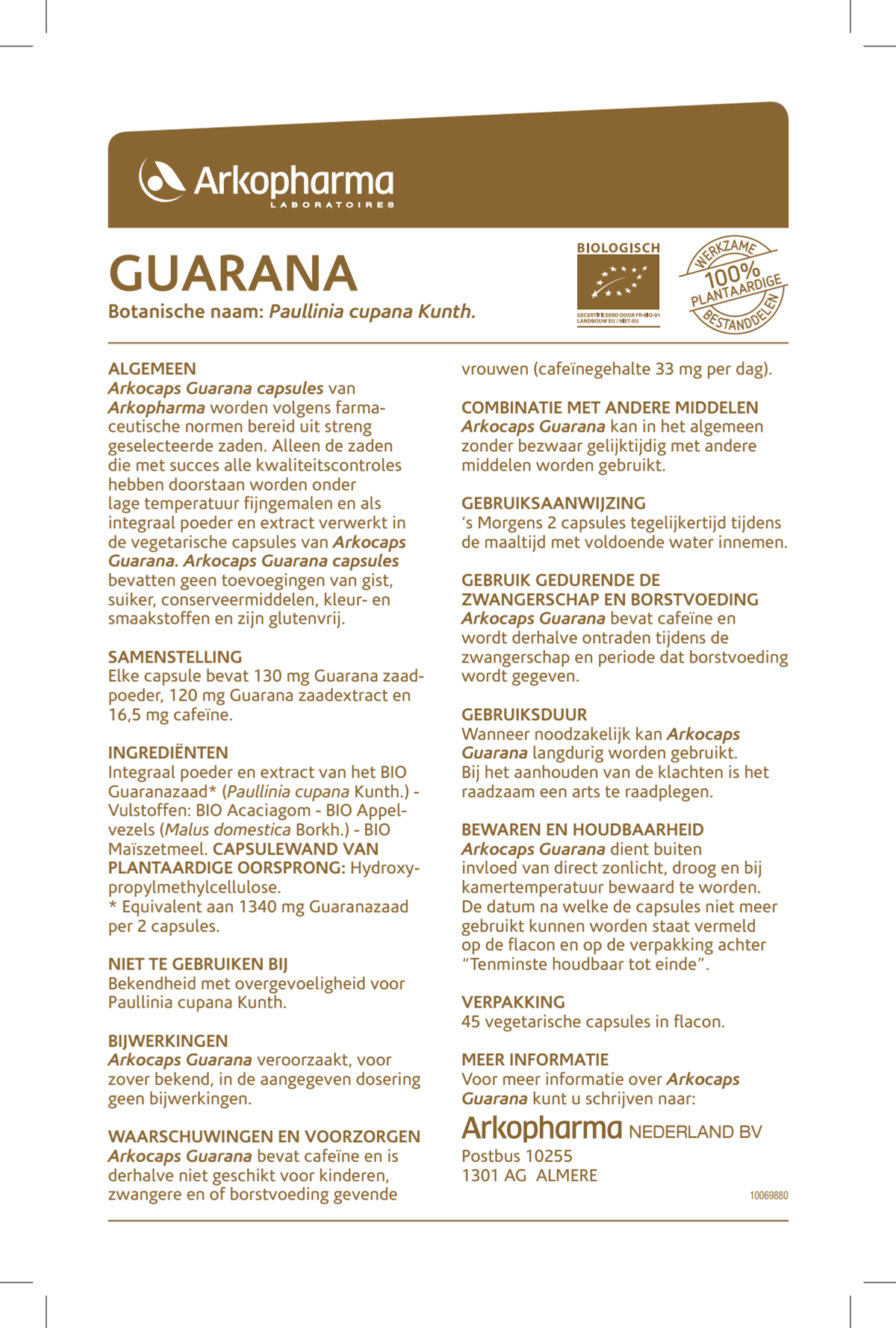 Arkocaps Guarana Biologisch Capsules afbeelding van document #1, instructions