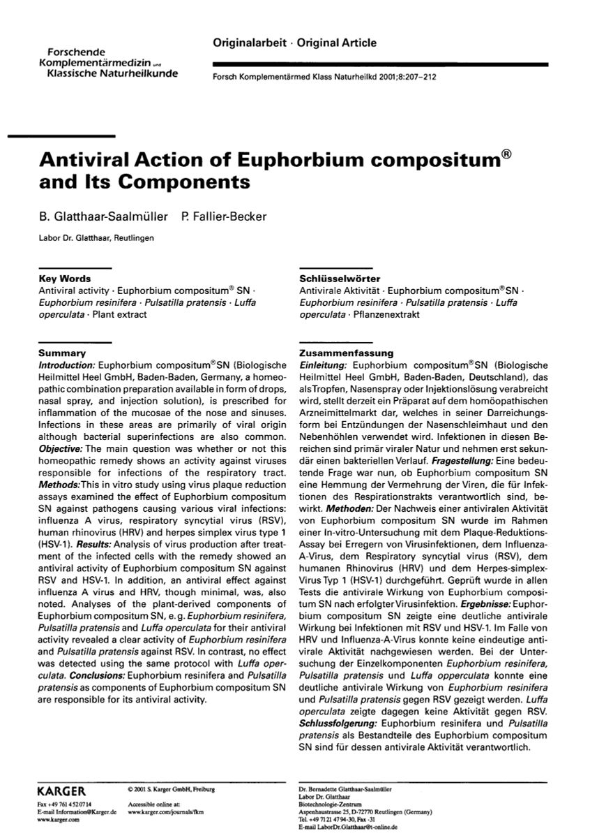 Euphorbium Compositum Tabletten afbeelding van document #1, research