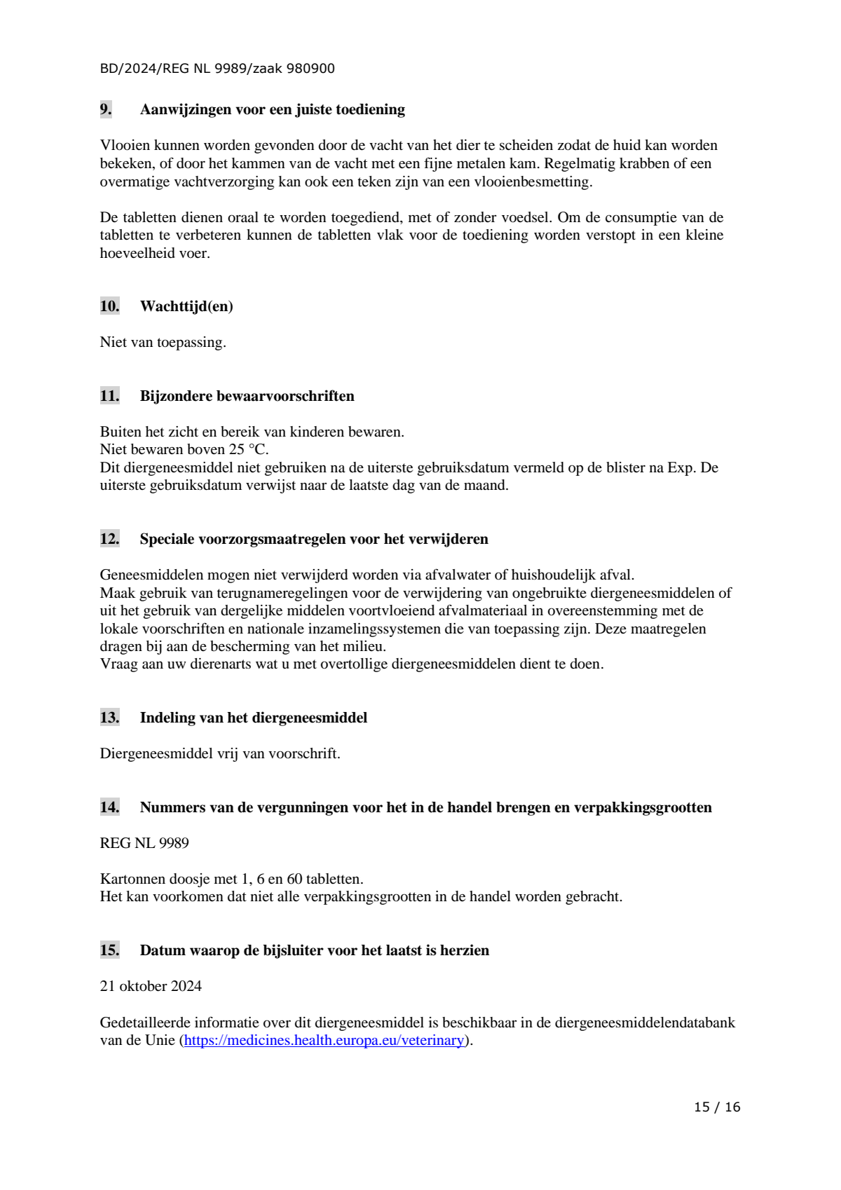 Vlo Kill Tabletten Grote Honden afbeelding van document #15, leaflet
