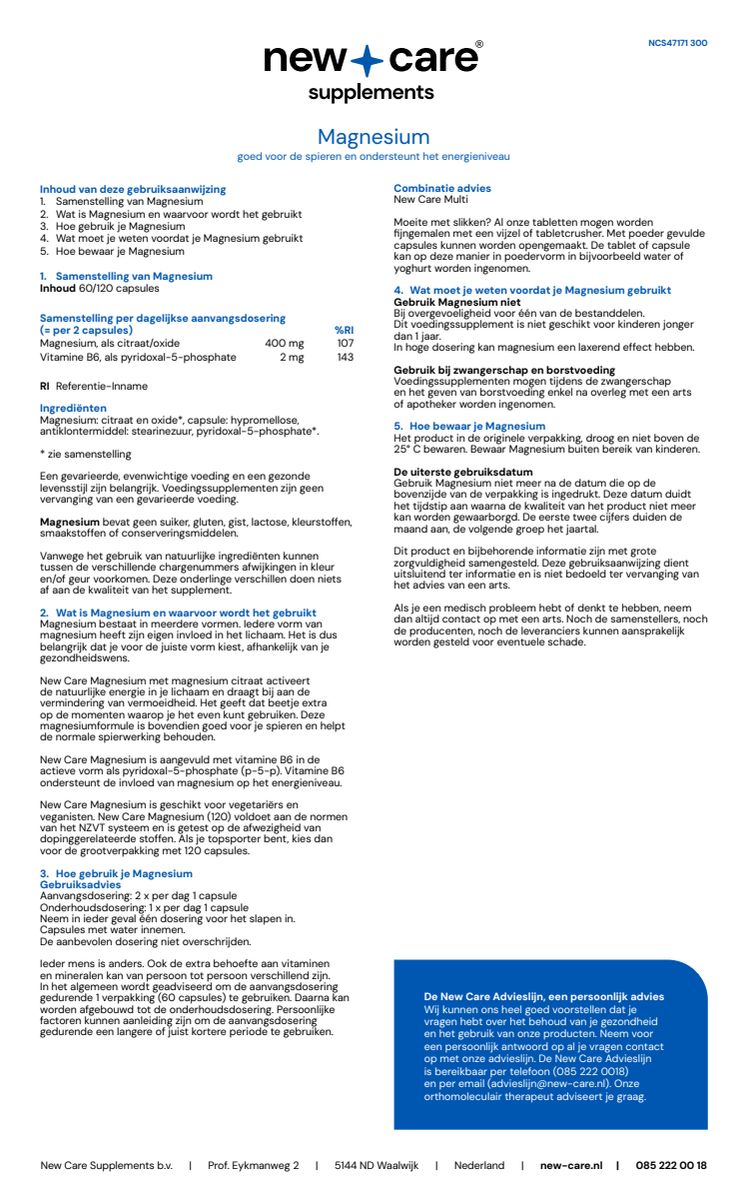 Magnesium Capsules afbeelding van document #1, instructions